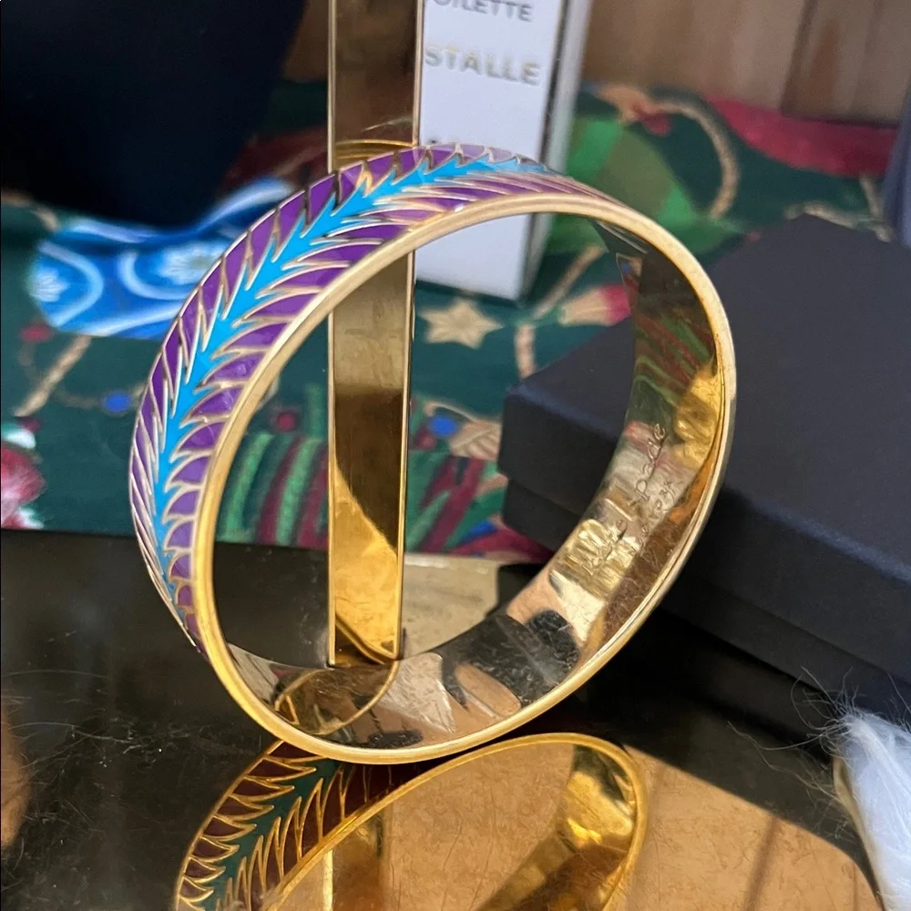 Kate Spade New York Birds of a Feather Gold Tone Bangle Blue & Purple Enamel - Picture 6 of 7